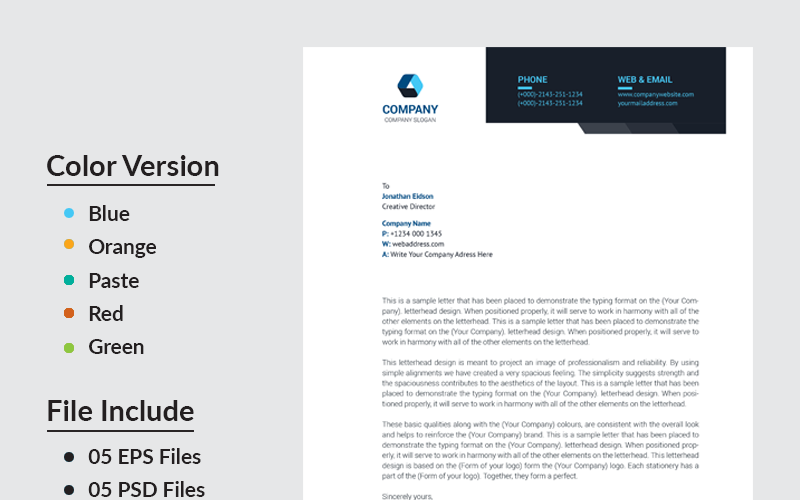 Download Фирменный стиль "Business Letterhead - Corporate Identity Template" / Business Letterhead - Corporate Identity Template - Фирменный стиль на тему графика black blue both side design business card letterhead creative flyer graphic green landscape letterhead design logo magazine modern official print