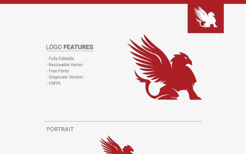 Download Шаблон логотипа "Griffin Logo Template" / Griffin Logo Template - Шаблон логотипа на тему графика animal animal logo arms army badge blazon classical crest crown griffin harmony knight label leadership lion majestic medieval men fashion