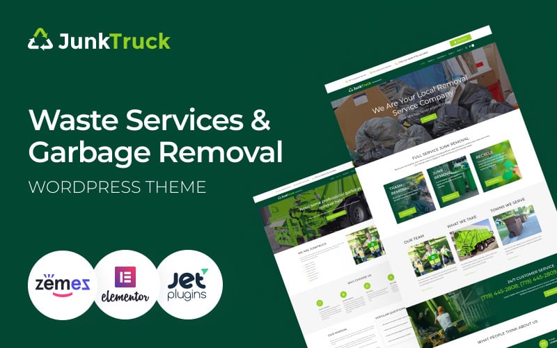 JunkTruck - Atık Hizmetleri ve Çöp Temizleme WordPress Teması