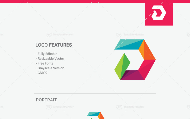 Download Шаблон логотипа "Letter D - Logo Template" / Letter D - Logo Template - Шаблон логотипа на тему графика agency app colorful logo corporate cube d letter design developer digital digital internet media modern photography pixel printing provider software