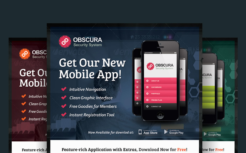 Download PSD шаблон "Mobile App Flyer PSD Template" / Mobile App Flyer PSD Template - PSD шаблон на тему мобильная компания ad ads advert flyer pamphlet leaflet print mobile app application android apple google phone iphone store play magazine commerce games