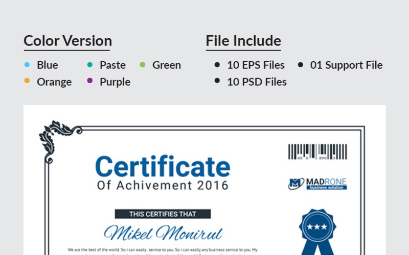 Modello di certificato del centro di formazione