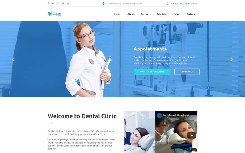 Plantilla de sitio web receptivo de clínica dental