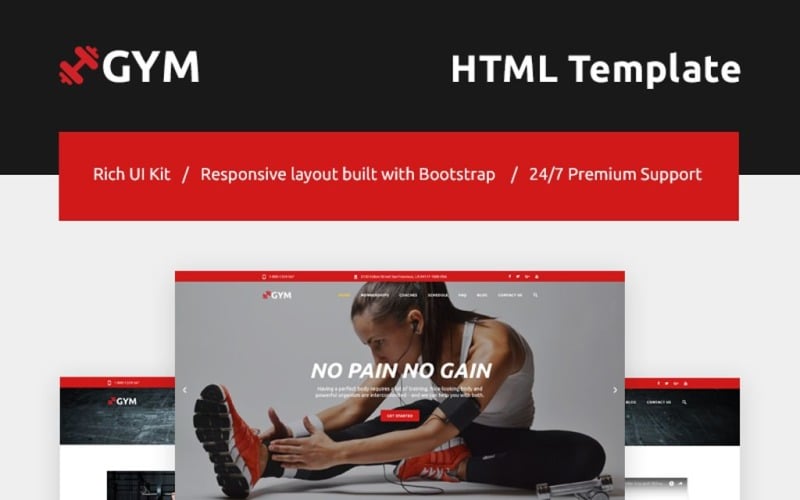 Тренажерний зал - адаптивний шаблон веб-сайту для фітнесу та спортзалу