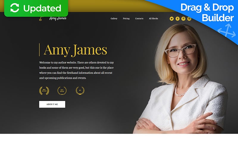 Amy James - Book Writer MotoCMS 3 Landing Page Template