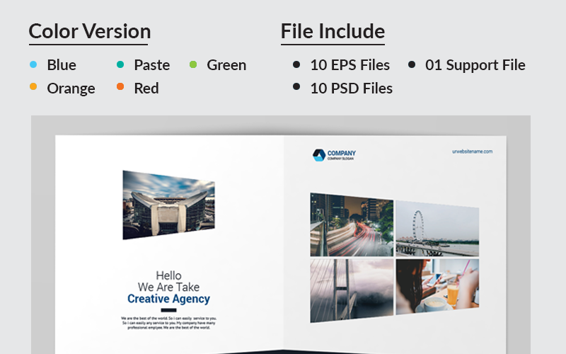 Download Фирменный стиль "Company Bi-Fold Brochure - Corporate Identity Template" / Company Bi-Fold Brochure - Corporate Identity Template - Фирменный стиль на тему графика a4 agency bi-fold bifold blue brochure business clean colorful company corporate creative design editable folding indesign key visual leaflet lifestyle