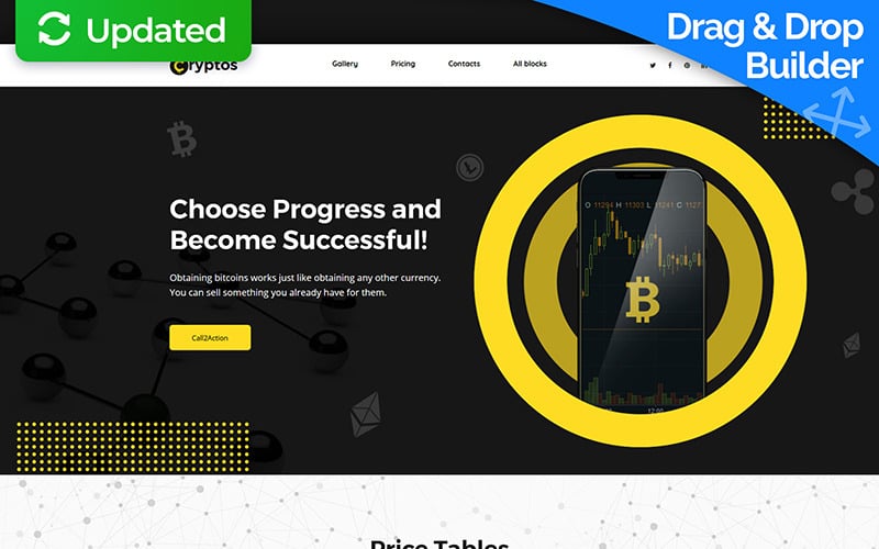 Cryptos - Bitcoin Cryptocurrency MotoCMS 3 Landing Page Template