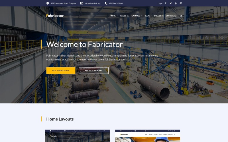 Fabricator - тема WordPress Elementor промислової компанії