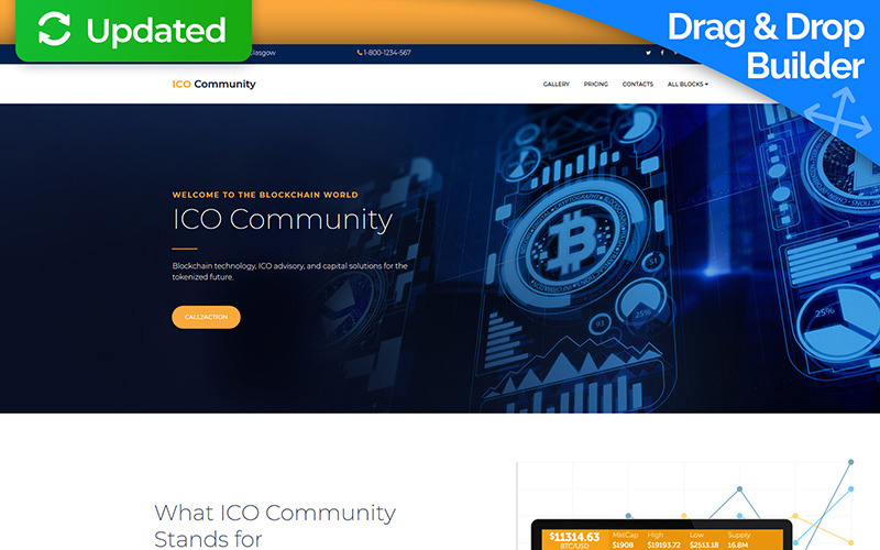 шаблон целевой страницы ico community motocms 3 landing page template