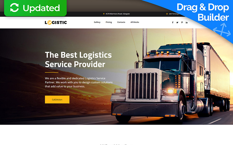 Logistic - Moving Company MotoCMS 3 Açılış Sayfası Şablonu