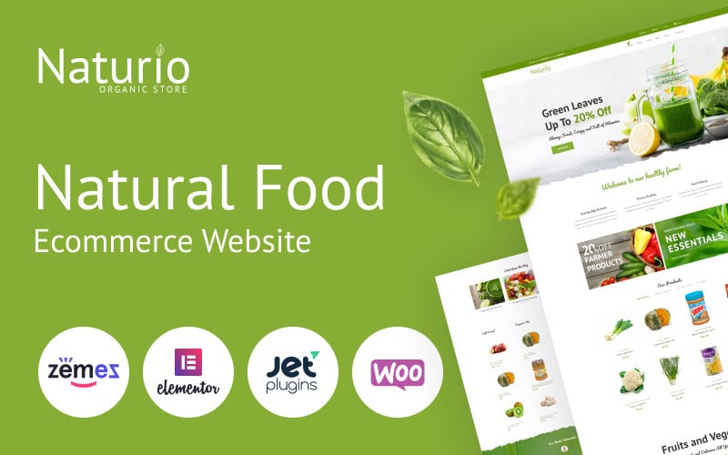 Naturio Food Store模板Elementor WooCommerce主题