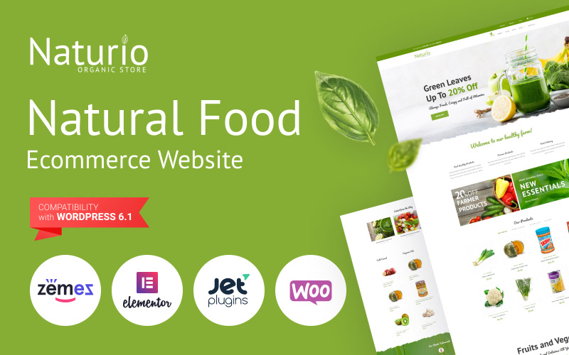Naturio Food Store Vorlage Elementor WooCommerce Theme