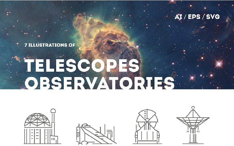 Plantilla de logotipo de telescopios y observatorios
