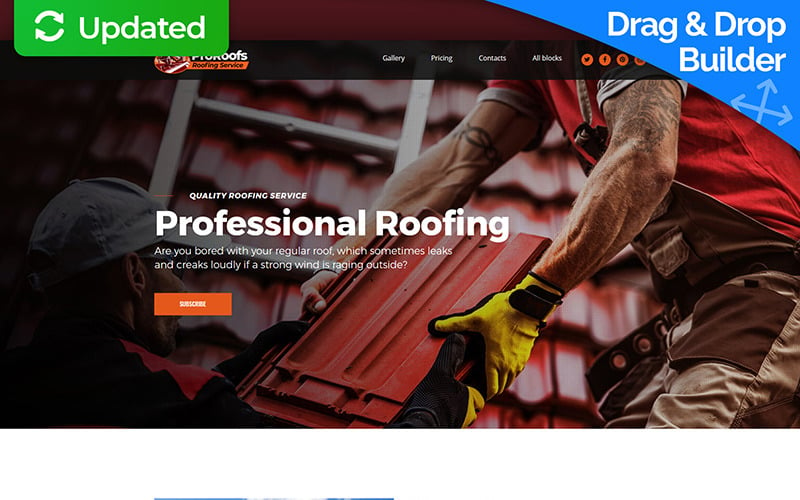 ProRoofs - Roofing Service MotoCMS 3 Landing Page Template