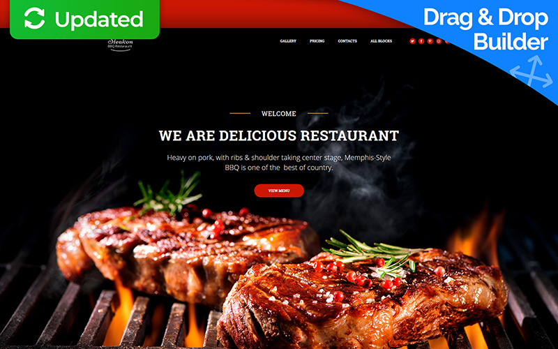 Steakon - Plantilla de página de destino de MotoCMS 3 para restaurante BBQ