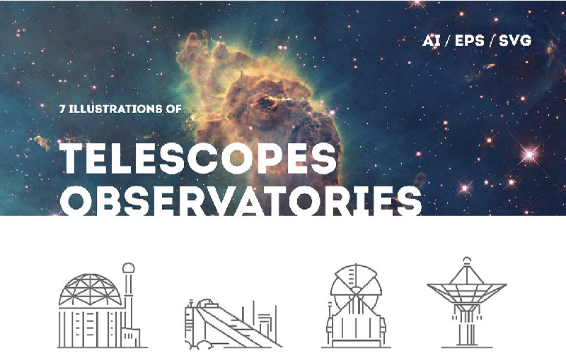 Download Шаблон логотипа "Telescopes and Observatories Logo Template" / Telescopes and Observatories Logo Template - Шаблон логотипа на тему графика astronomy observatories detector galaxy flat icon solar astrophysics comet aliens astronaut universe locate technical telescope astronomic illustration linear line space