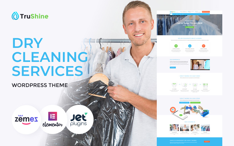 TruShine - Thème WordPress pour site web d'entreprise de nettoyage à sec