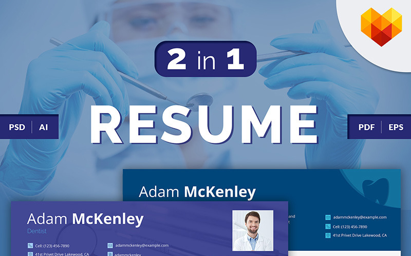 Download Резюме "Пример резюме врача стоматолога" / Adam McKenley - Dentist Resume Template - Резюме на тему графика 