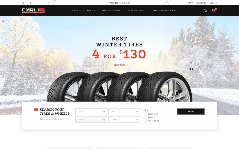 Carlis - PrestaShop téma - Kola a pneumatiky