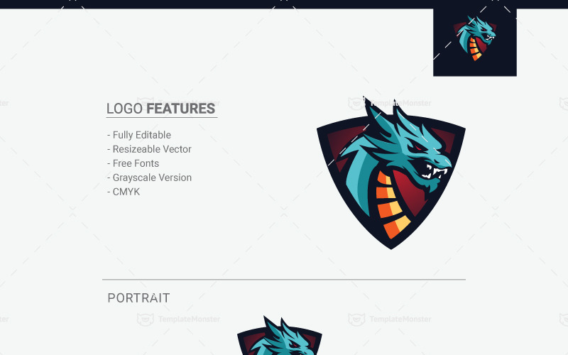 Download Шаблон логотипа "Dragon - Logo Template" / Dragon - Logo Template - Шаблон логотипа на тему графика ancient clan college dragon egaming esports game titles gamers gaming guild jersey legend medieval mobile games monster myth mythological creature