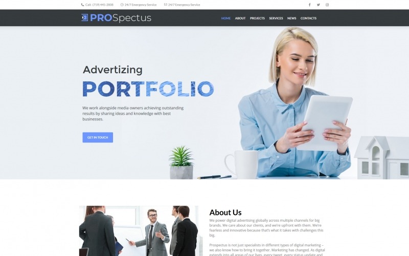рекламный портфель moto cms html шаблон