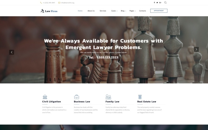 Website sjabloon voor advocatenkantoor met meerdere pagina's