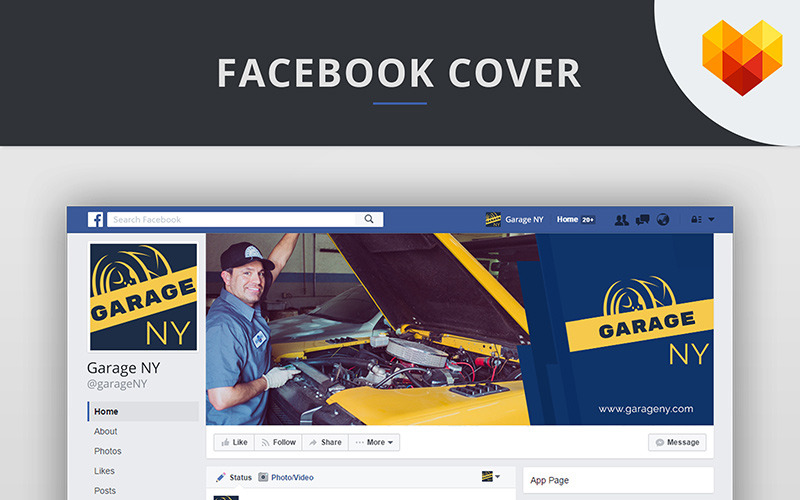 Download Шаблон для соцсетей "Auto Shop Facebook Cover Template for Social Media" / Auto Shop Facebook Cover Template for Social Media - Шаблон для соцсетей на тему графика facebook cover auto car autoservice autoshop