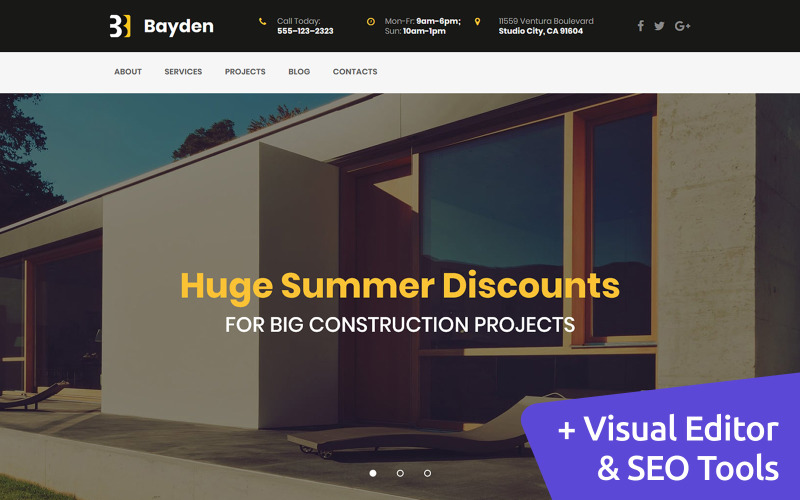 Bayden - шаблон Moto CMS 3 для архитектурно-строительной компании