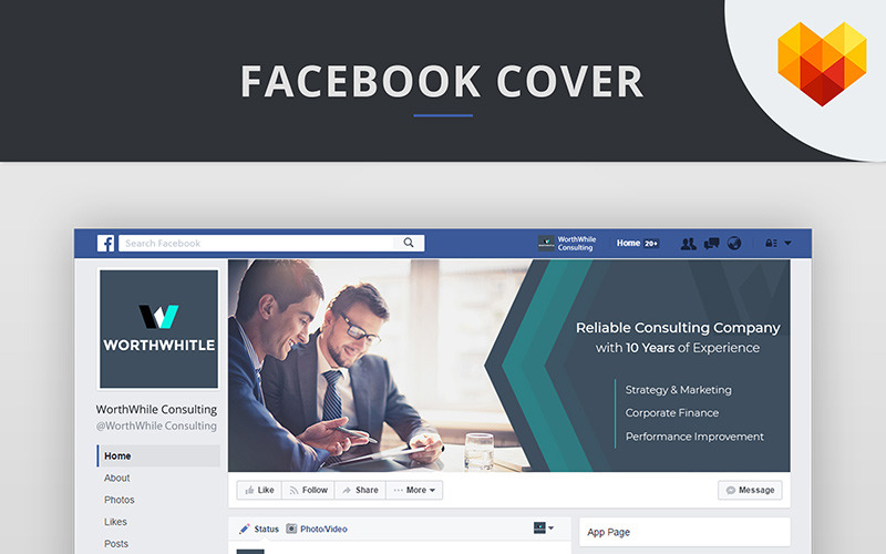 Download Шаблон для соцсетей "Consulting FB Timeline Cover Photo Social Media Template" / Consulting FB Timeline Cover Photo Social Media Template - Шаблон для соцсетей на тему графика facebook social media social cover logo consulting business finances marketing fb