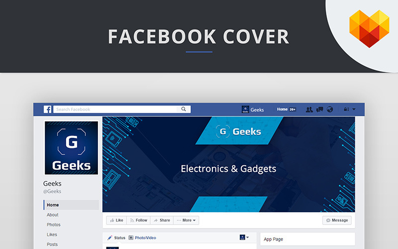 Download Шаблон для соцсетей "Electronics Cover Photo For Facebook Timeline Social Media Template" / Electronics Cover Photo For Facebook Timeline Social Media Template - Шаблон для соцсетей на тему графика facebook social media social cover logo avatar electronics gadgets computers