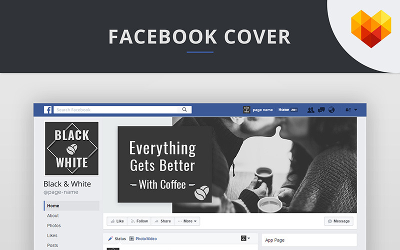 Facebook borítósablon a közösségi média kávézójához
