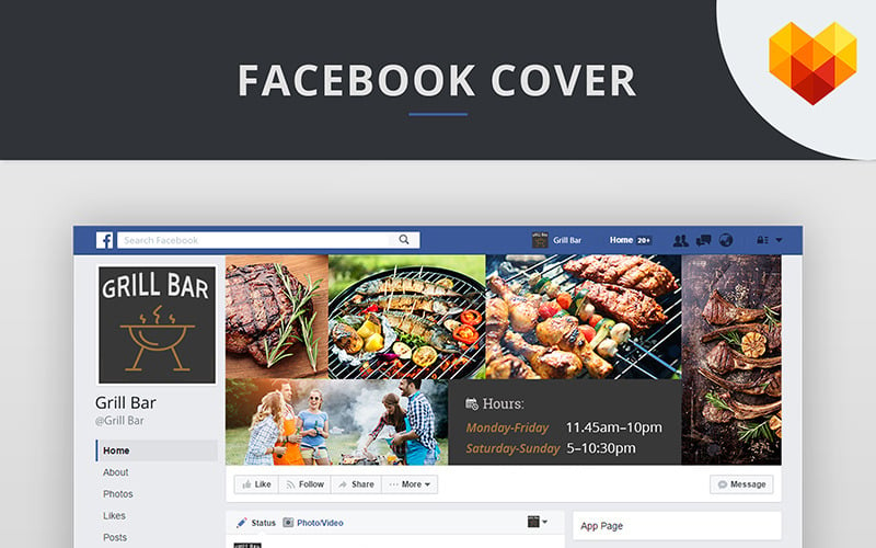 Facebook Titelbild und Avatar für Grill Bar Social Media Vorlage