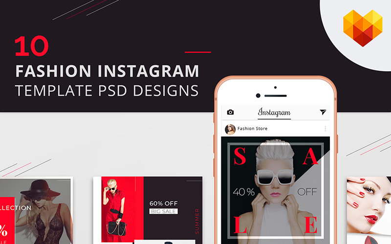 社交媒体的10个时尚Instagram模板PSD设计