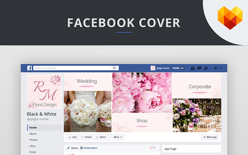 Download Шаблон для соцсетей "Flower Decoration Facebook Cover Template for Social Media" / Flower Decoration Facebook Cover Template for Social Media - Шаблон для соцсетей на тему графика 