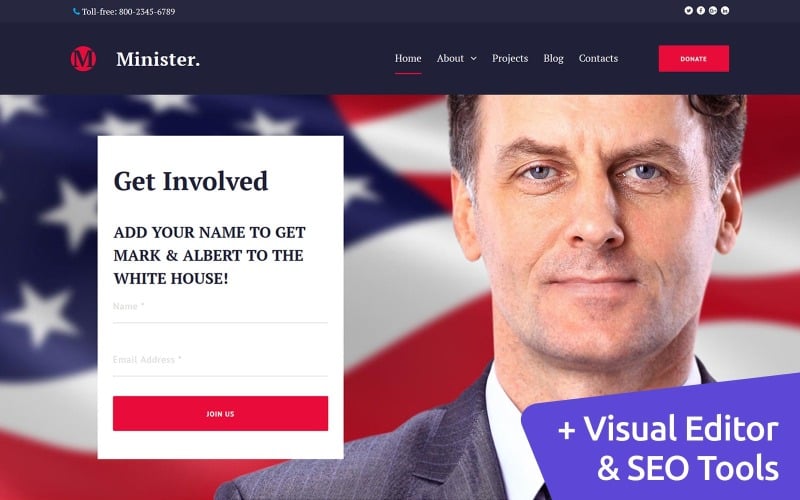 Minister - Political Candidate Moto CMS 3 Template