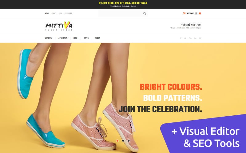 Mittiva - Modello di e-commerce MotoCMS per negozio di scarpe