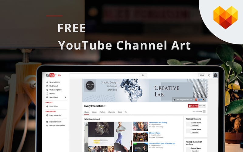 Modèle de médias sociaux Creative Lab YouTube Channel Art