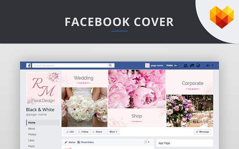 Plantilla de portada de Facebook de decoración de flores para redes sociales