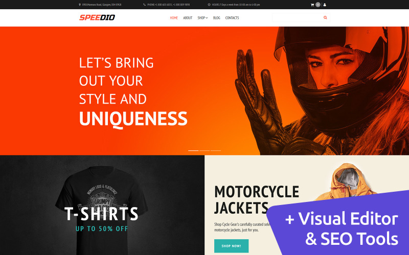 Speedio - Bilar och motorcyklar Utrustningsbutik MotoCMS e-handelsmall
