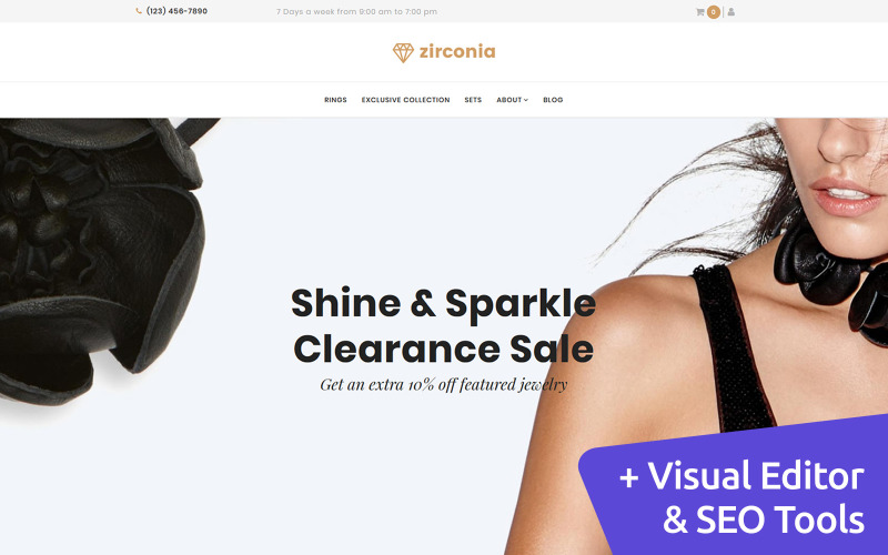Zirconia - Шаблон электронной коммерции MotoCMS для магазина ювелирных изделий и аксессуаров