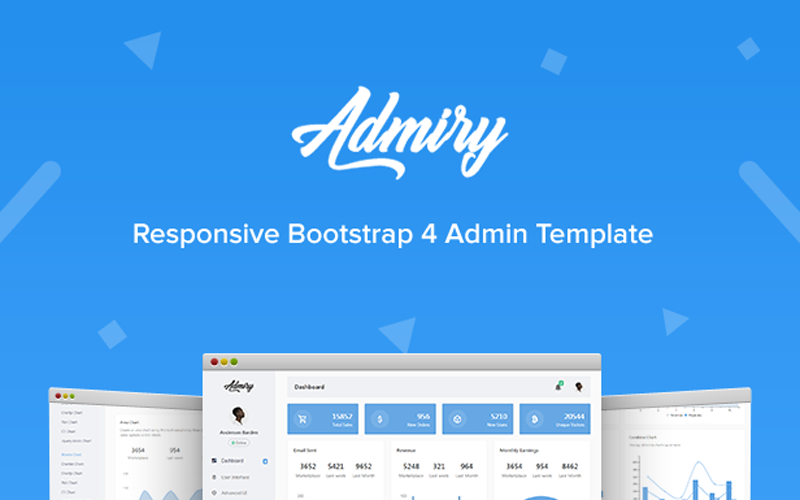 Admiry - Modèle d'administration de tableau de bord Bootstrap 4 réactif