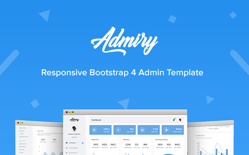 Admiry - Modelo de administrador do painel Bootstrap 4 responsivo