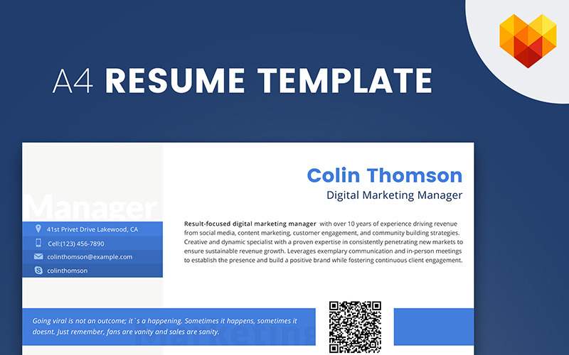 Colin Thompson - Modèle de CV Digital Marketing Manager