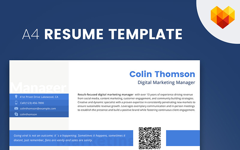 Colin Thompson - Plantilla de currículum para gerente de marketing digital