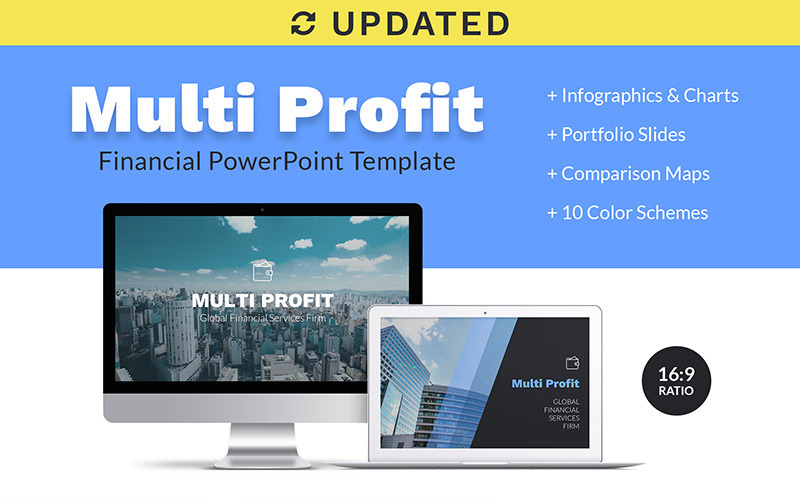 Plantilla de PowerPoint PPT de presentación de empresa financiera de beneficio múltiple