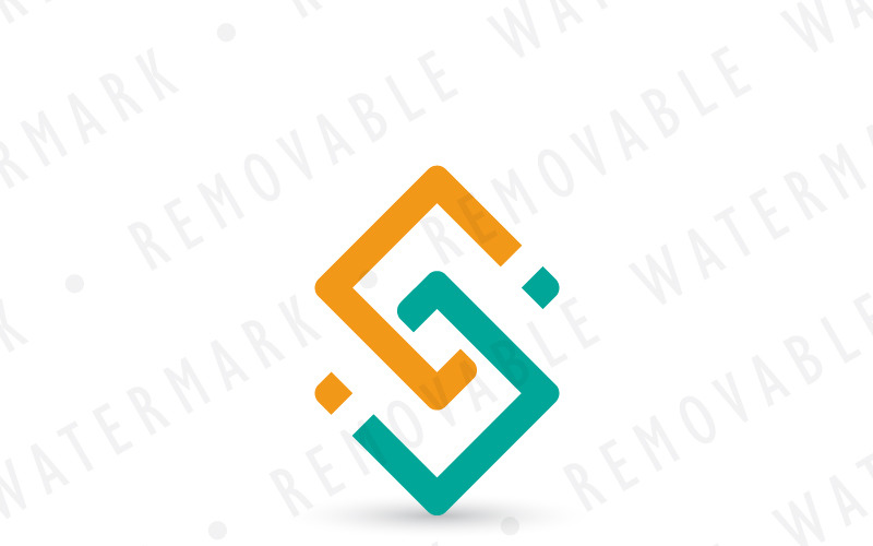 Шаблон логотипа S с чересстрочными квадратами