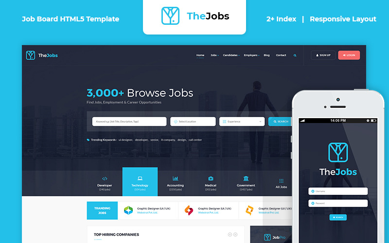 Šablona webových stránek The Jobs - Job Board HTML
