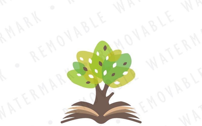 Download Шаблон логотипа "Tree of Learning Logo Template" / Tree of Learning Logo Template - Шаблон логотипа на тему графика tree leaf natural education organic success learning school knowledge book library growing holistic wisdom academy logo design template church seed