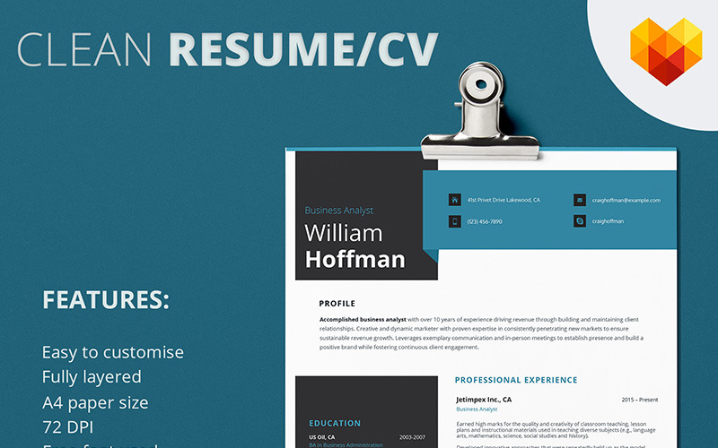 William Hoffman - Plantilla de curriculum vitae de analista empresarial