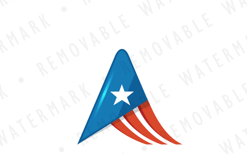 Download Шаблон логотипа "A Abstract America Star Logo Template" / A Abstract America Star Logo Template - Шаблон логотипа на тему графика america letter a sharp flag usa arrow movement star abstract luxury triangle strip three wire stripe shard logo design template